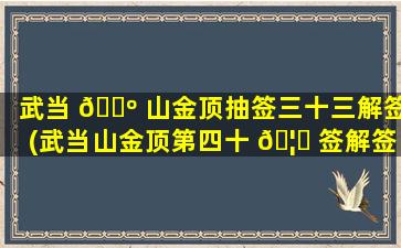武当 🐺 山金顶抽签三十三解签(武当山金顶第四十 🦈 签解签全解)
